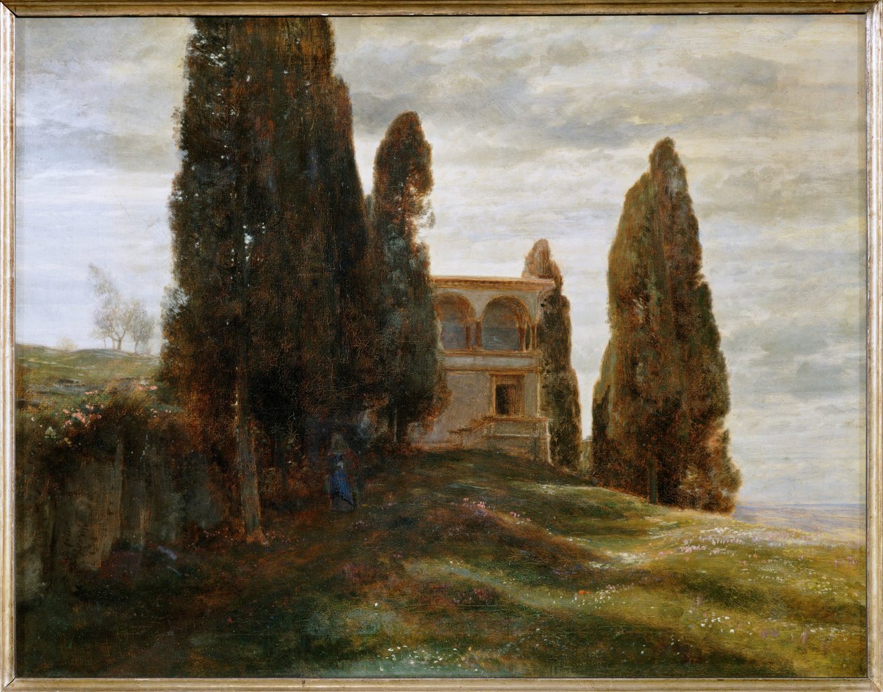 Italienische Villa im Fruehling - Villa italiana en primavera ... (pintura sobre lienzo) de Arnold Böcklin