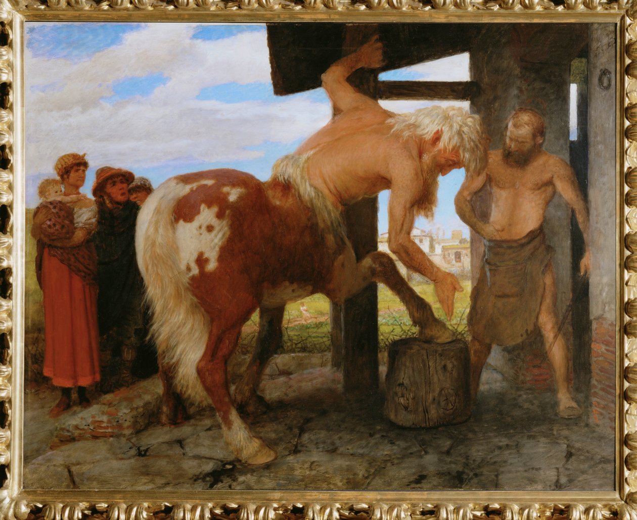 Kentaur in der Dorfschmiede - Centauro en la herrería del pueblo ... de Arnold Böcklin