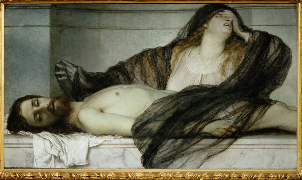 Maria Magdalena beweint den toten Christus - María Magdalena deplora a Cristo muerto ... (pintura sobre lienzo) de Arnold Böcklin