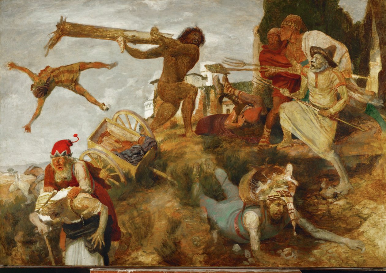 La batalla de Orlando contra los salteadores de caminos ... de Arnold Böcklin