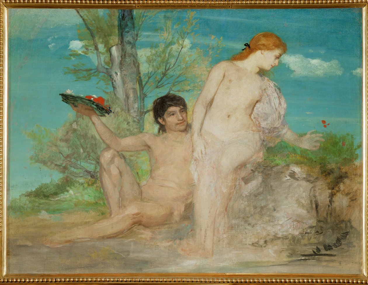 Paar vor einer Baumgruppe - Pareja ante un grupo de árboles ... (pintura sobre lienzo) de Arnold Böcklin