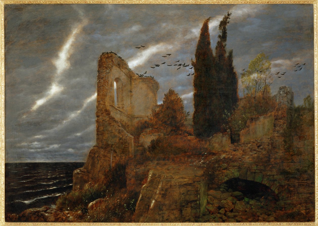 Ruine am Meer - Ruina en la orilla del mar ... (pintura sobre lienzo) de Arnold Böcklin