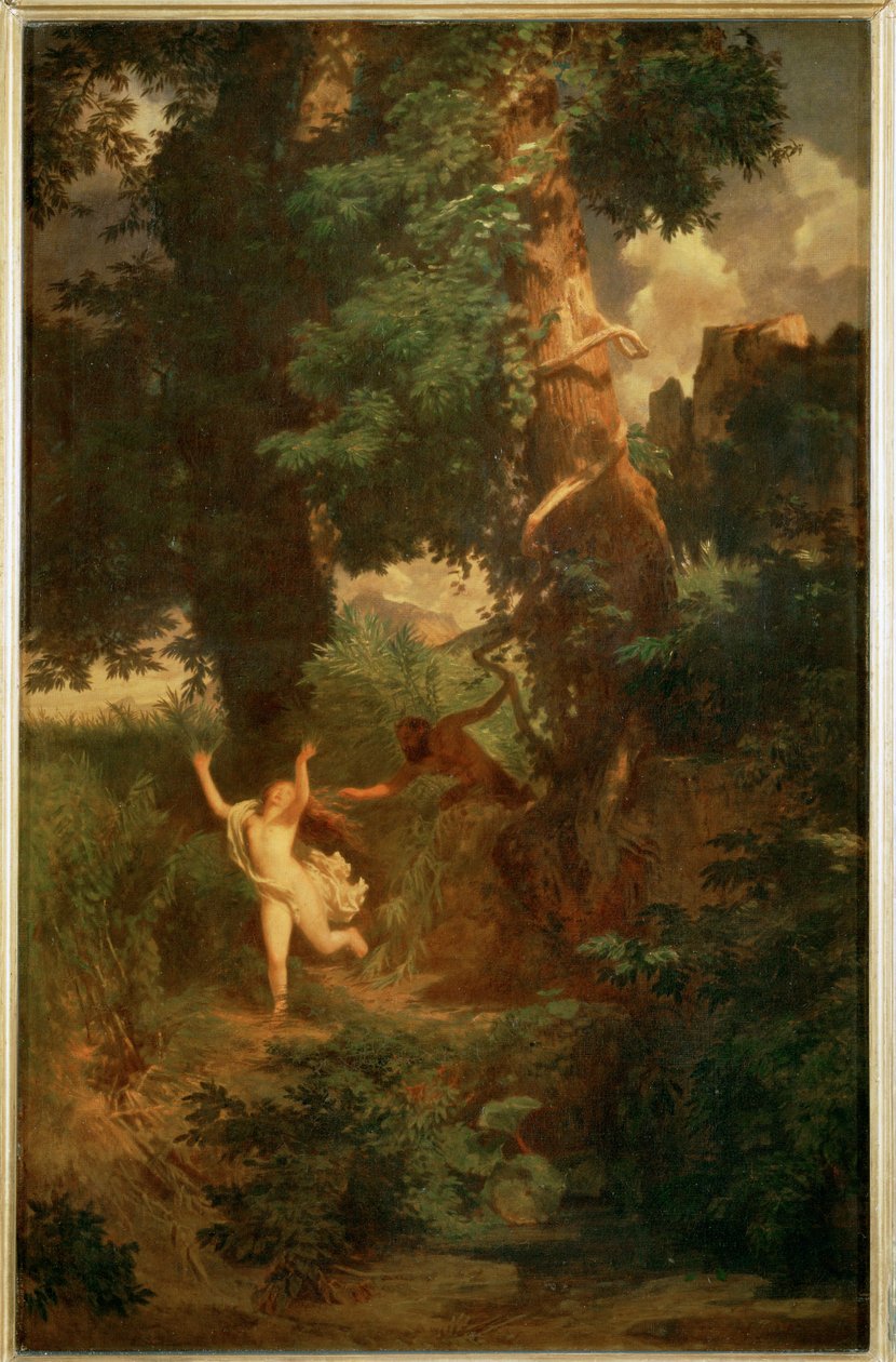 Syrinx von Pan verfolgt - Syrinx huye ante Pan ... (pintura sobre lienzo) de Arnold Böcklin