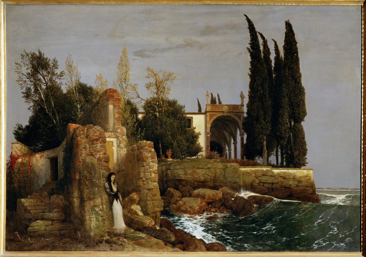 Villa a orillas del mar ... (pintura sobre lienzo) de Arnold Böcklin
