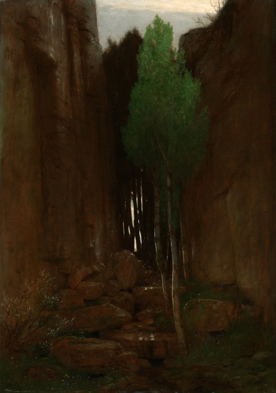 Manantial en un desfiladero estrecho (Quell in einer Felsschluct) de Arnold Böcklin