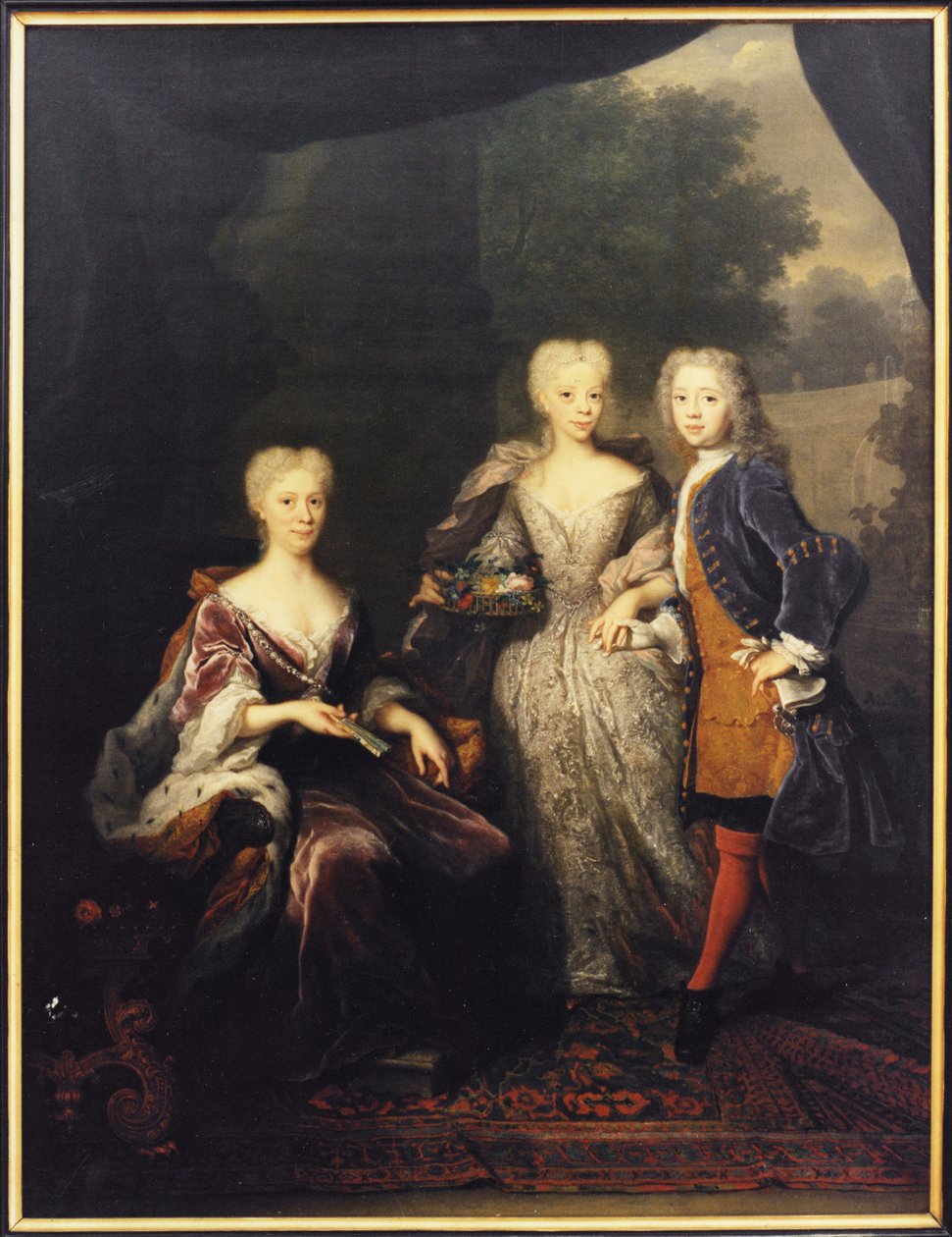 Retrato de María Luisa de Hesse-Kassel (1688-1765), Princesa de Orange, con sus hijos de Arnold Boonen