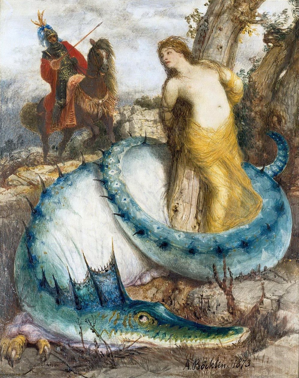 Alemán:  Ruggiero und Angelica Ruggiero y Angelica de Arnold Böcklin