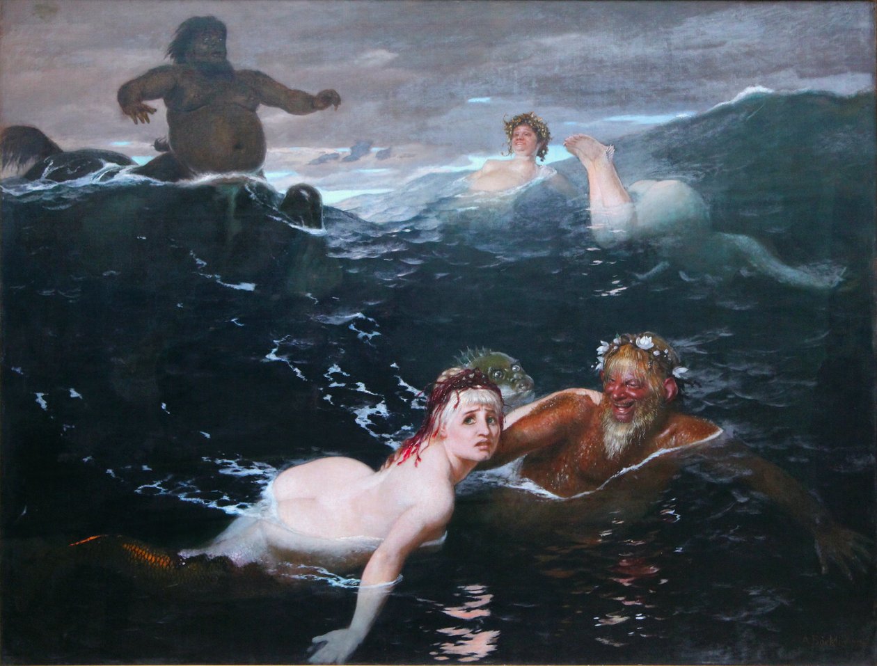 Jugar en las olas de Arnold Böcklin