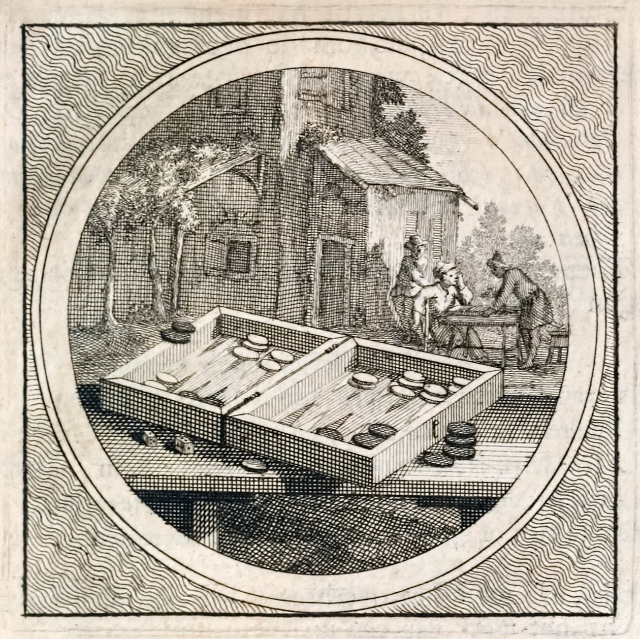 Juego de backgammon y jugadores de Stichtelyke Zinnebeelde de Arnold Houbraken