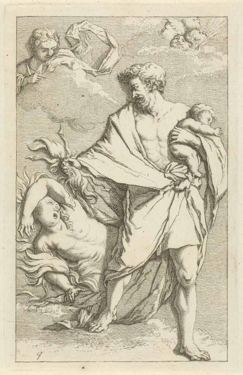 Júpiter y Sémele Escena de estatuas de pecado abiertas al servicio de pintores, estatutarios, etc. (título de la serie) de Arnold Houbraken