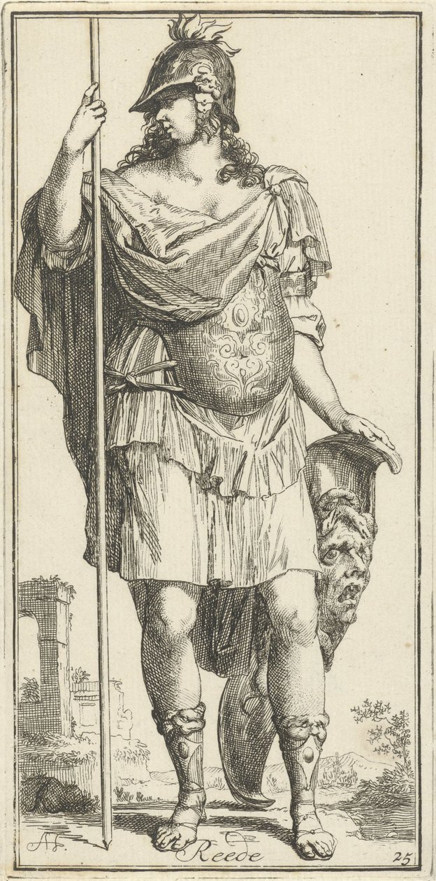 Minerva como personificación de la razón Reede (título sobre el objeto) Cuarenta y una piezas, varias estatuas de Sinne (título de la serie) de Arnold Houbraken