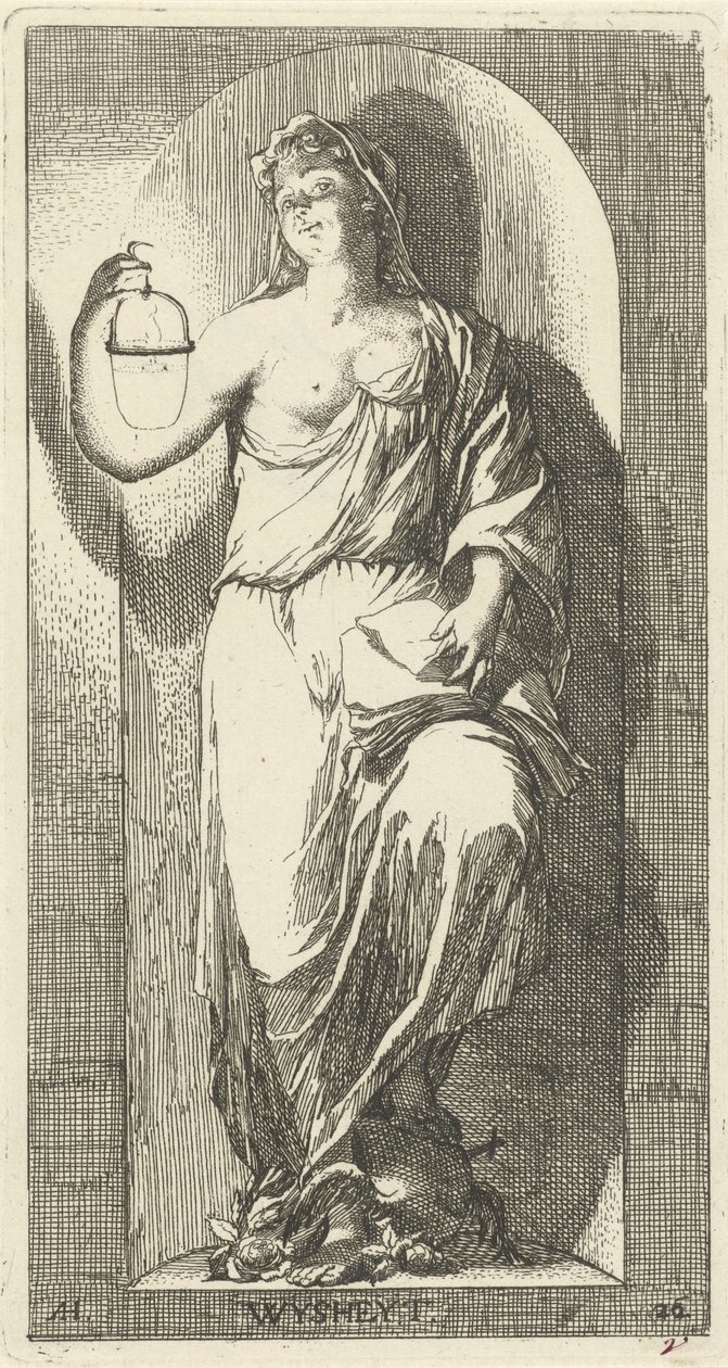 Personificación de la sabiduría Wysheyt (título sobre el objeto) Cuarenta y una piezas, varias estatuas de Sinne (título de la serie) de Arnold Houbraken