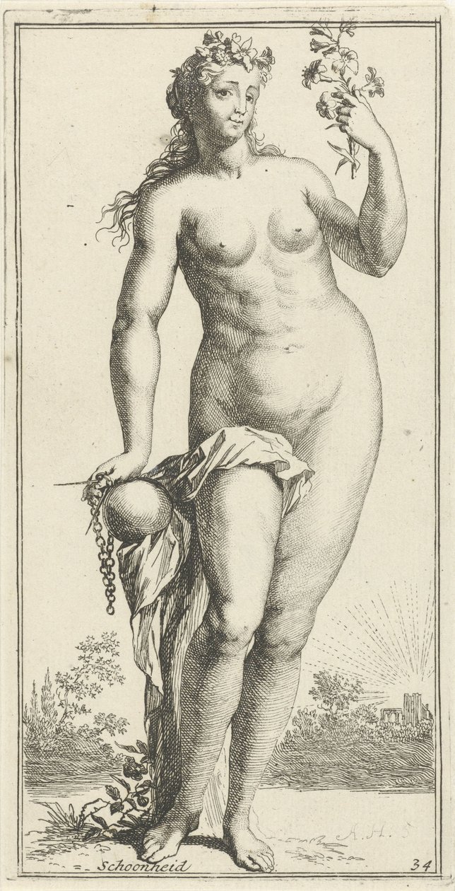 Personificación de la belleza Belleza (título en objeto) Cuarenta y una piezas, varias estatuas de Sinne (título de la serie) de Arnold Houbraken