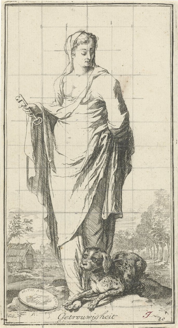 Personificación de la fidelidad Fidelidad (título sobre el objeto) Cuarenta y una piezas, varias estatuas de Sinne (título de la serie) de Arnold Houbraken