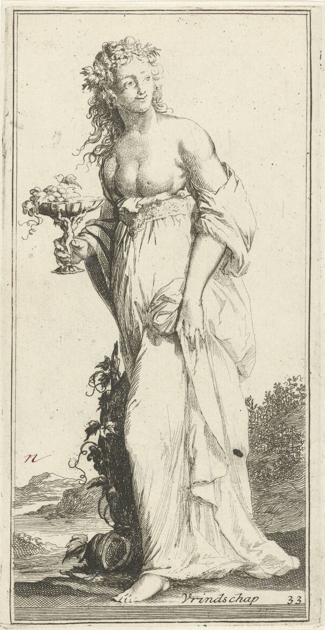Personificación de la amistad Amistad (título en objeto) Cuarenta y una piezas, varias estatuas de Sinne (título de la serie) de Arnold Houbraken