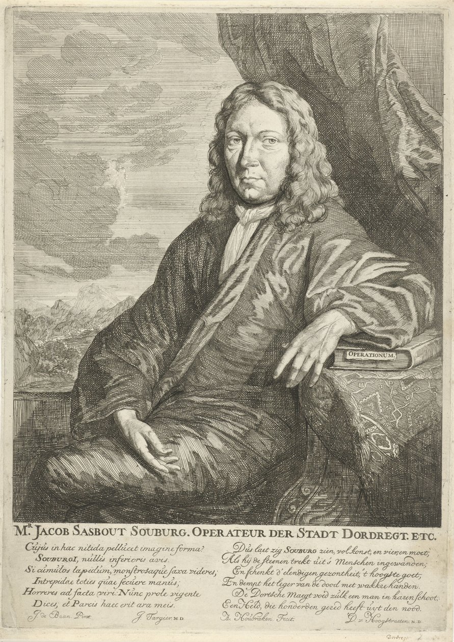 Retrato de Jacob Sasbout Souburg Sr. Jacob Sasbout Souburg. Operador de la Ciudad de Dordregt. etc. (título en el objeto) de Arnold Houbraken