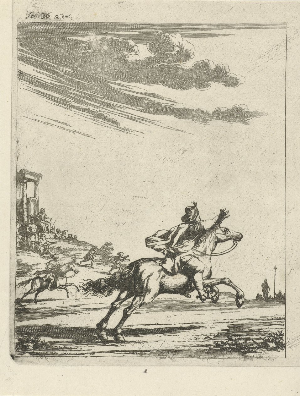 Jinetes en un paisaje de Arnold Houbraken