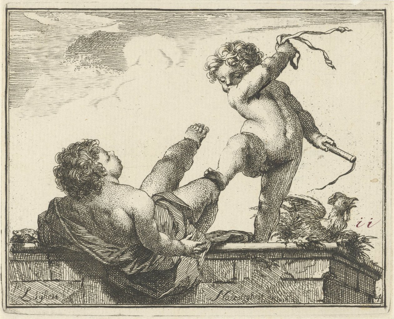 La diligencia vence a la pereza Luijheit Naerstigheit (título sobre objeto) Cuarenta y una piezas, varias estatuas de Sinne (título de la serie) de Arnold Houbraken