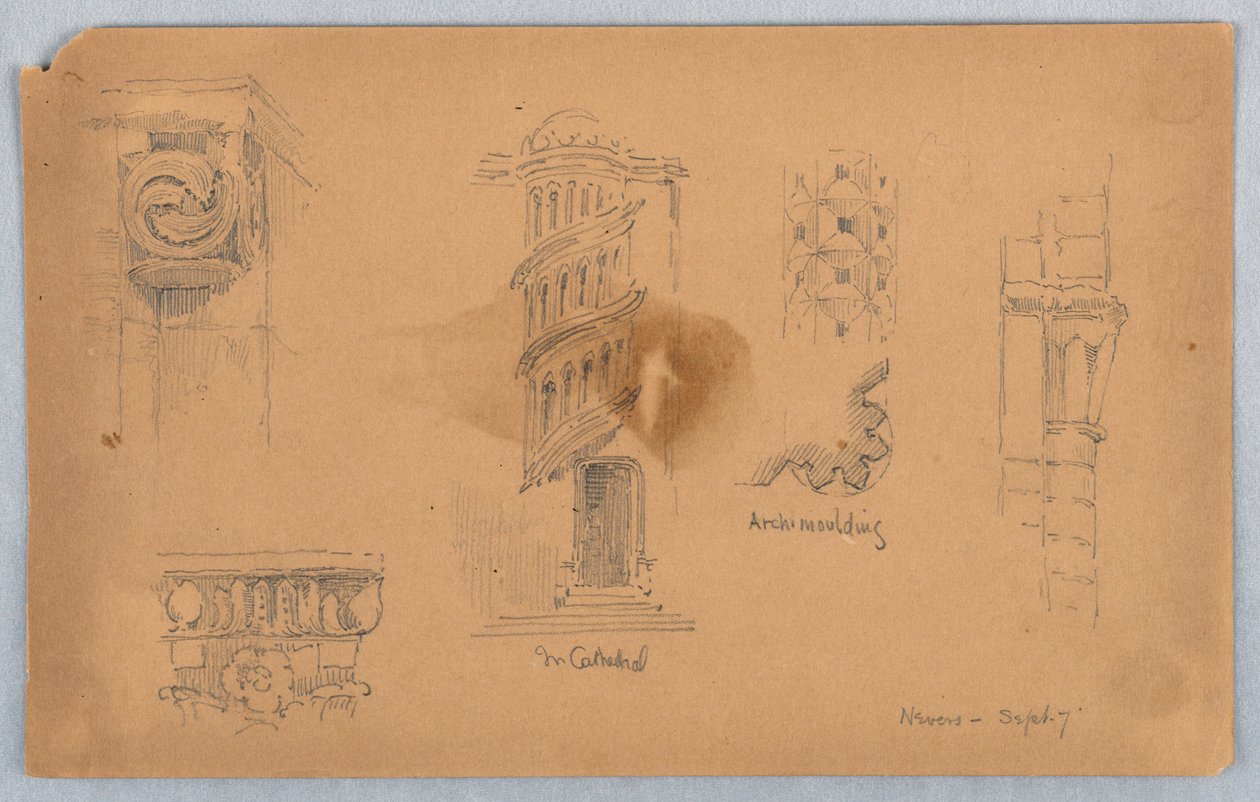 Detalles arquitectónicos en Nevers de Arnold William Brunner