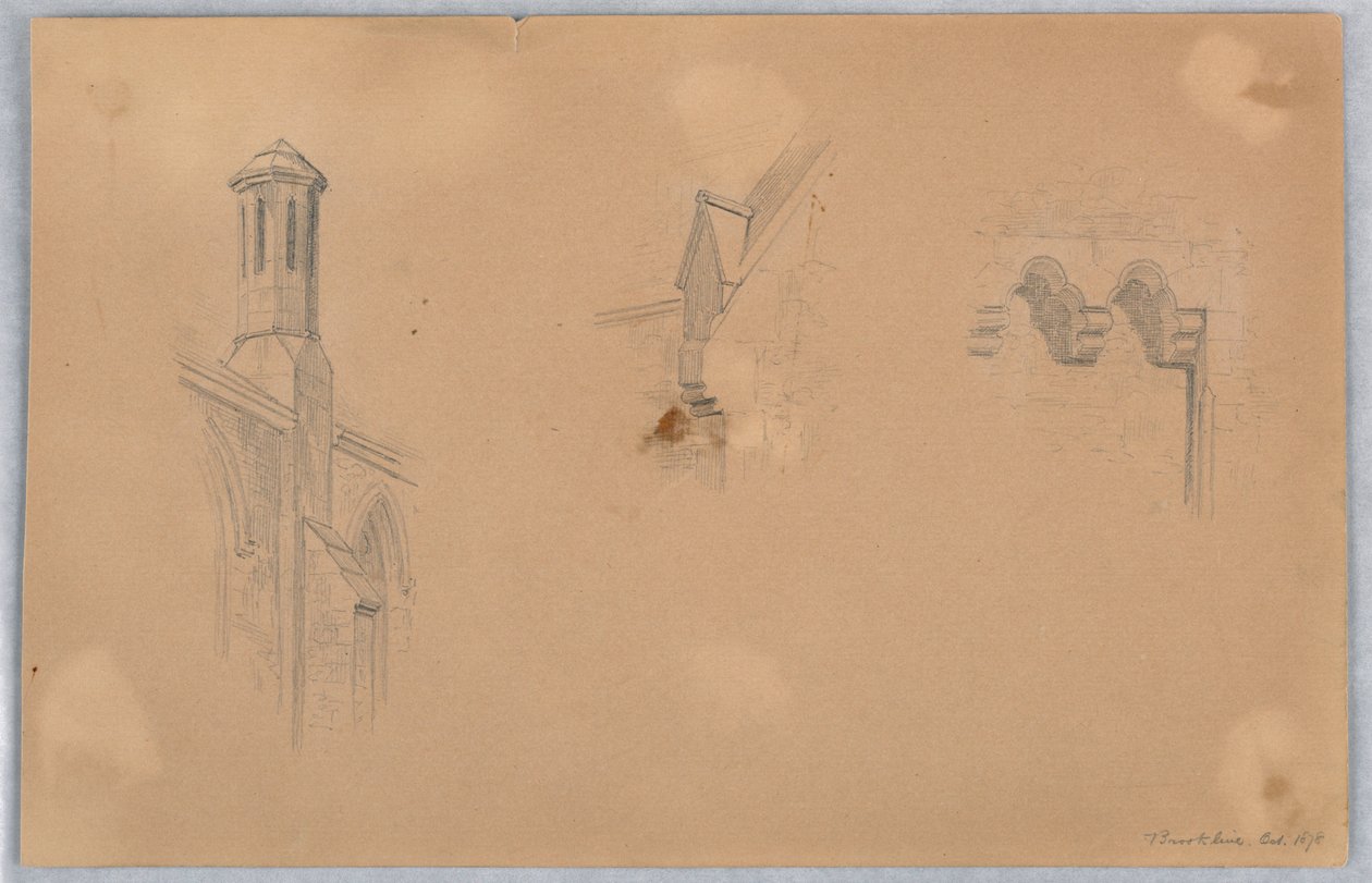 Detalles arquitectónicos de la iglesia en Brookline de Arnold William Brunner