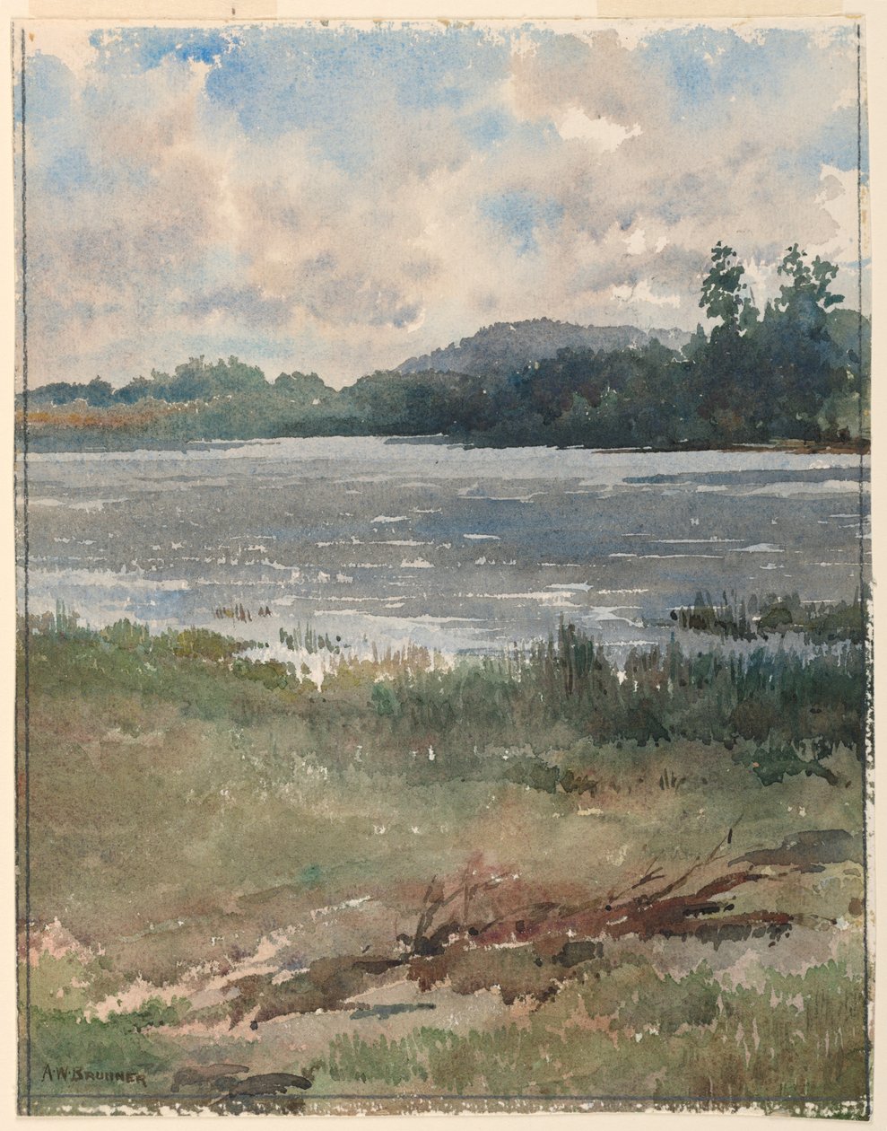 Paisaje junto al lago de Arnold William Brunner