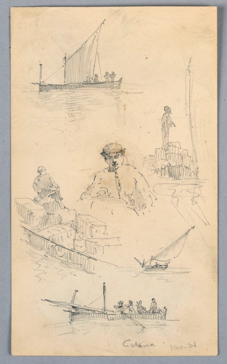 Bocetos en el puerto de Catania de Arnold William Brunner