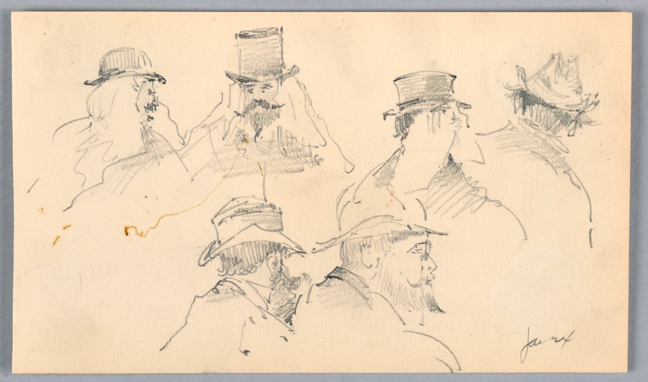 Bocetos de cabezas de hombres de Arnold William Brunner