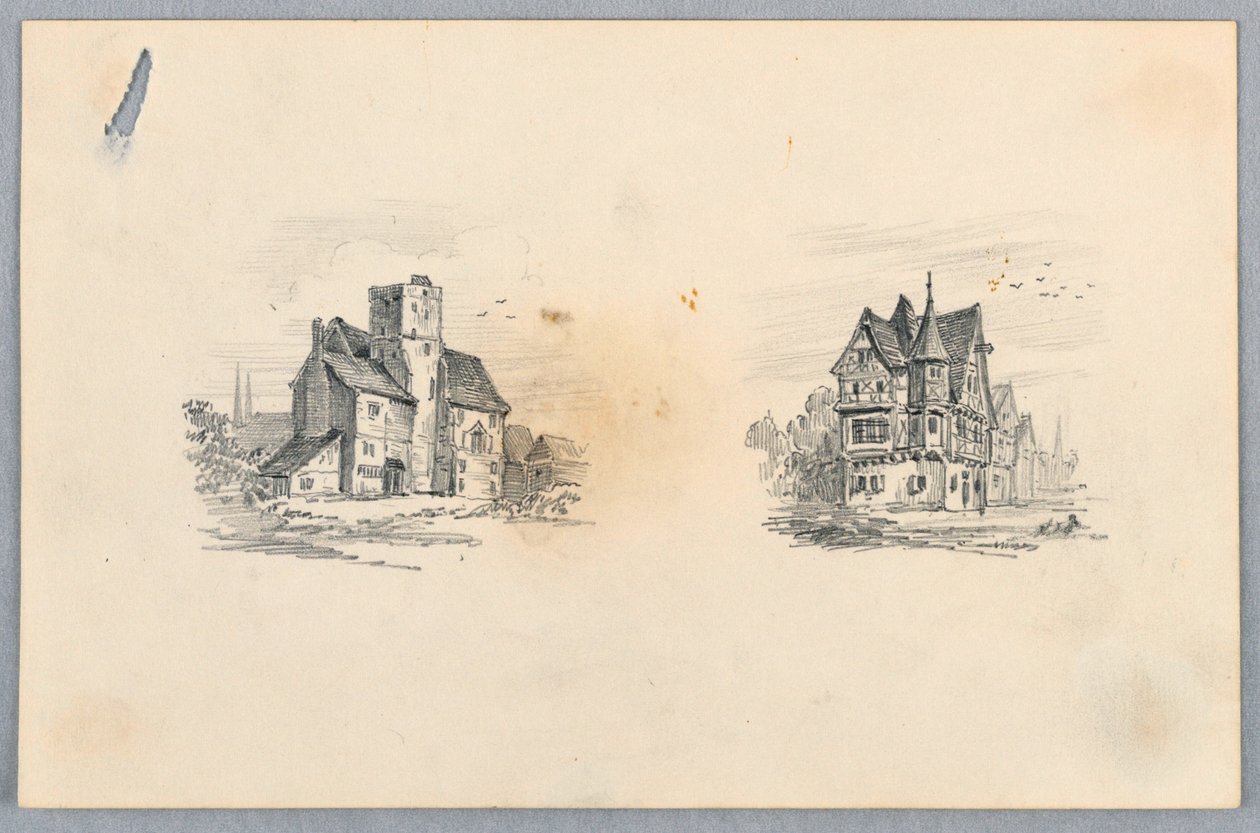 Dos Bocetos de Casas de Arnold William Brunner