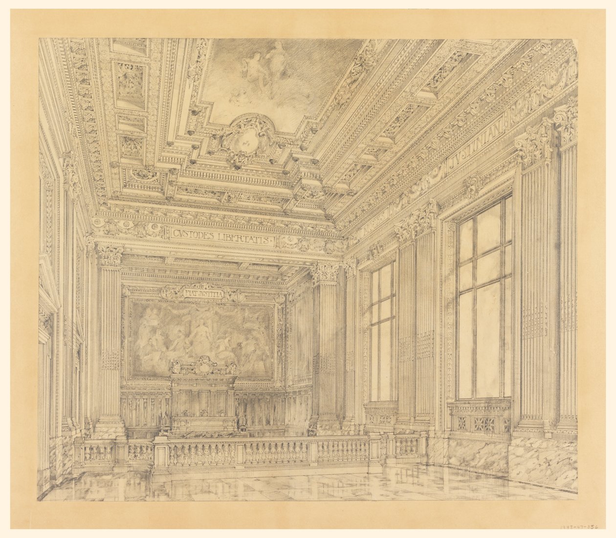 Vista de la sala del tribunal, Edificio Federal, Cleveland, OH de Arnold William Brunner