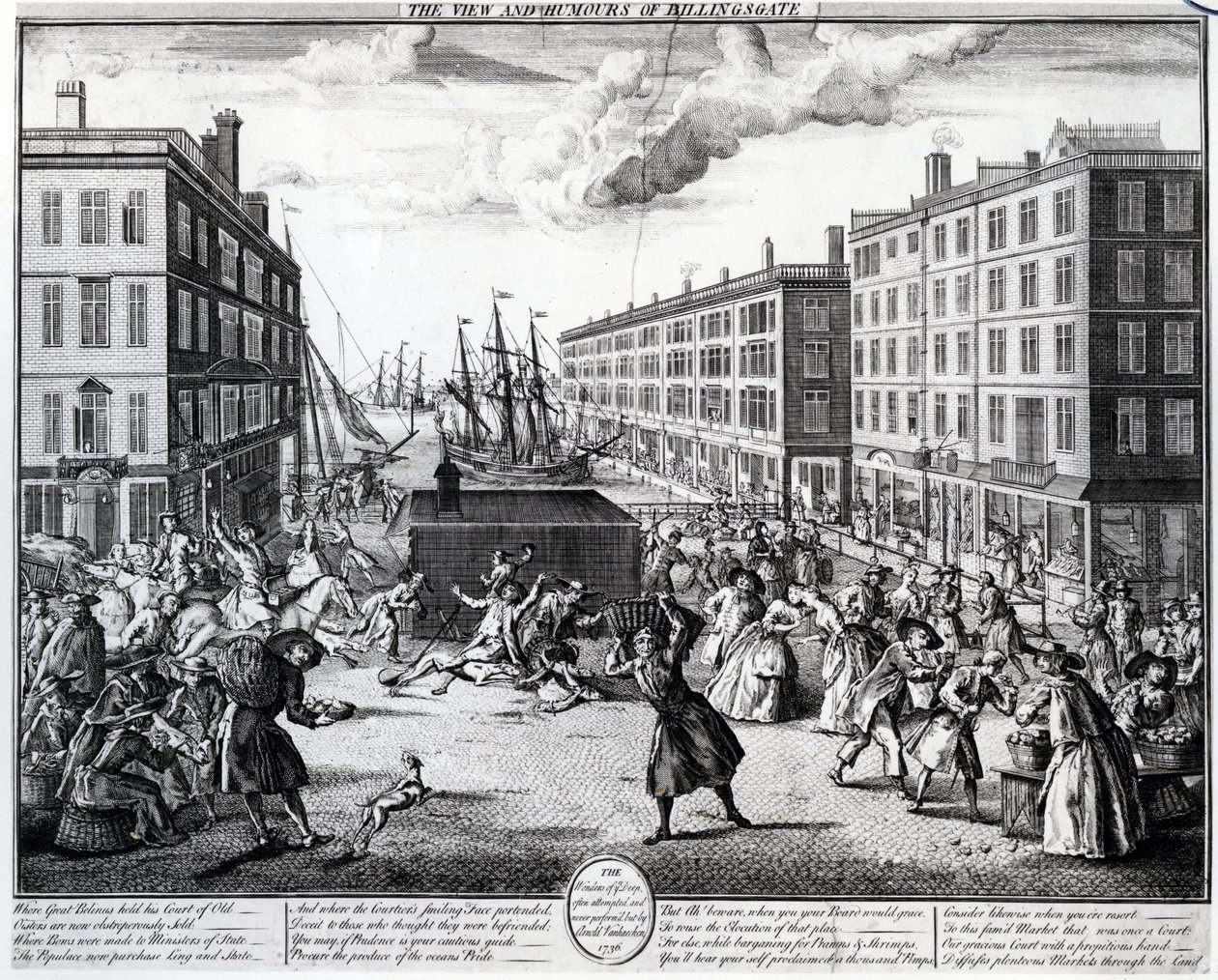 La Vista y los Humores de Billingsgate, 1736 de Arnold van Haecken