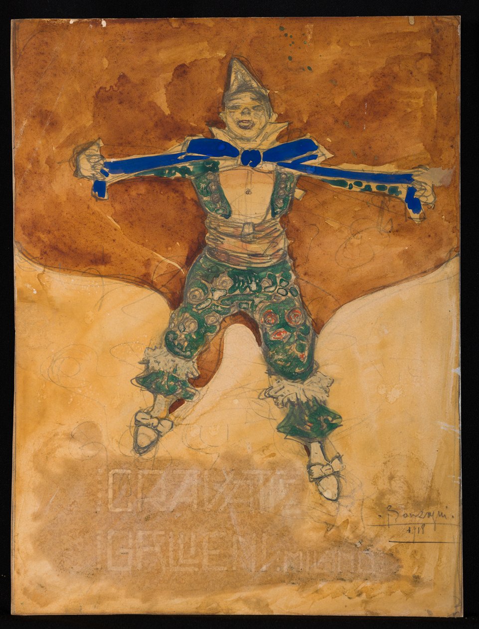 Clown (técnica mixta sobre cartón) de Aroldo Bonzagni