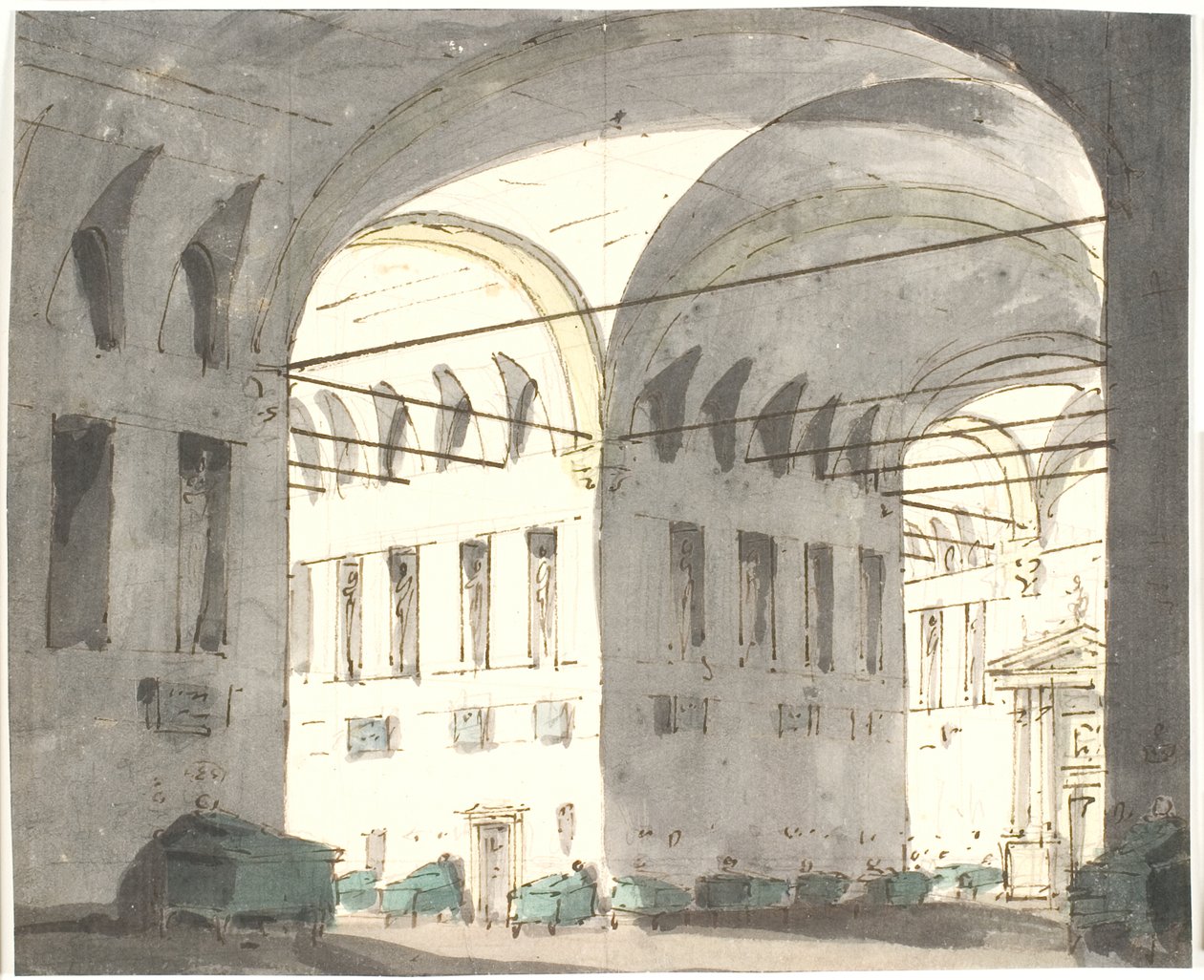 Interior con grandes arcos y camas de Aron Wallick
