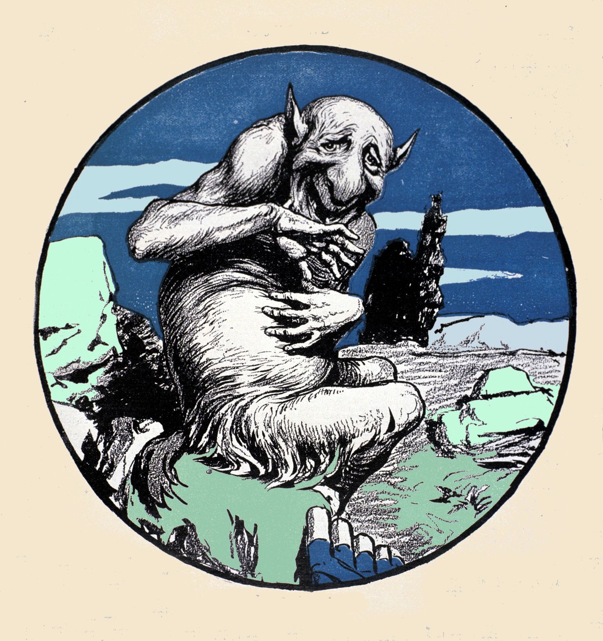 El dios Pan, mitad cabra mitad hombre. Ilustración de Arpad Schmidhammer para Jugend de Arpad Schmidhammer