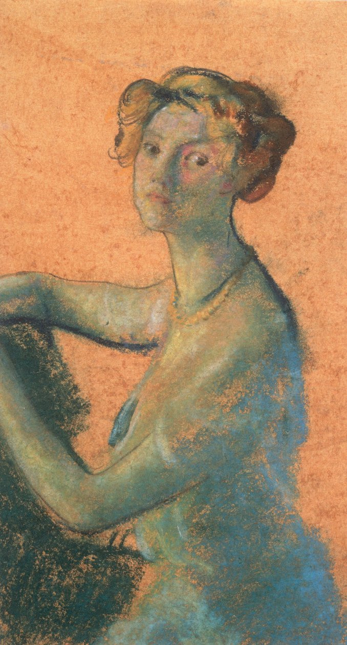 Mujer con Fondo Naranja del libro de A.B. Davies, edición -25, 50 de Arthur Bowen Davies