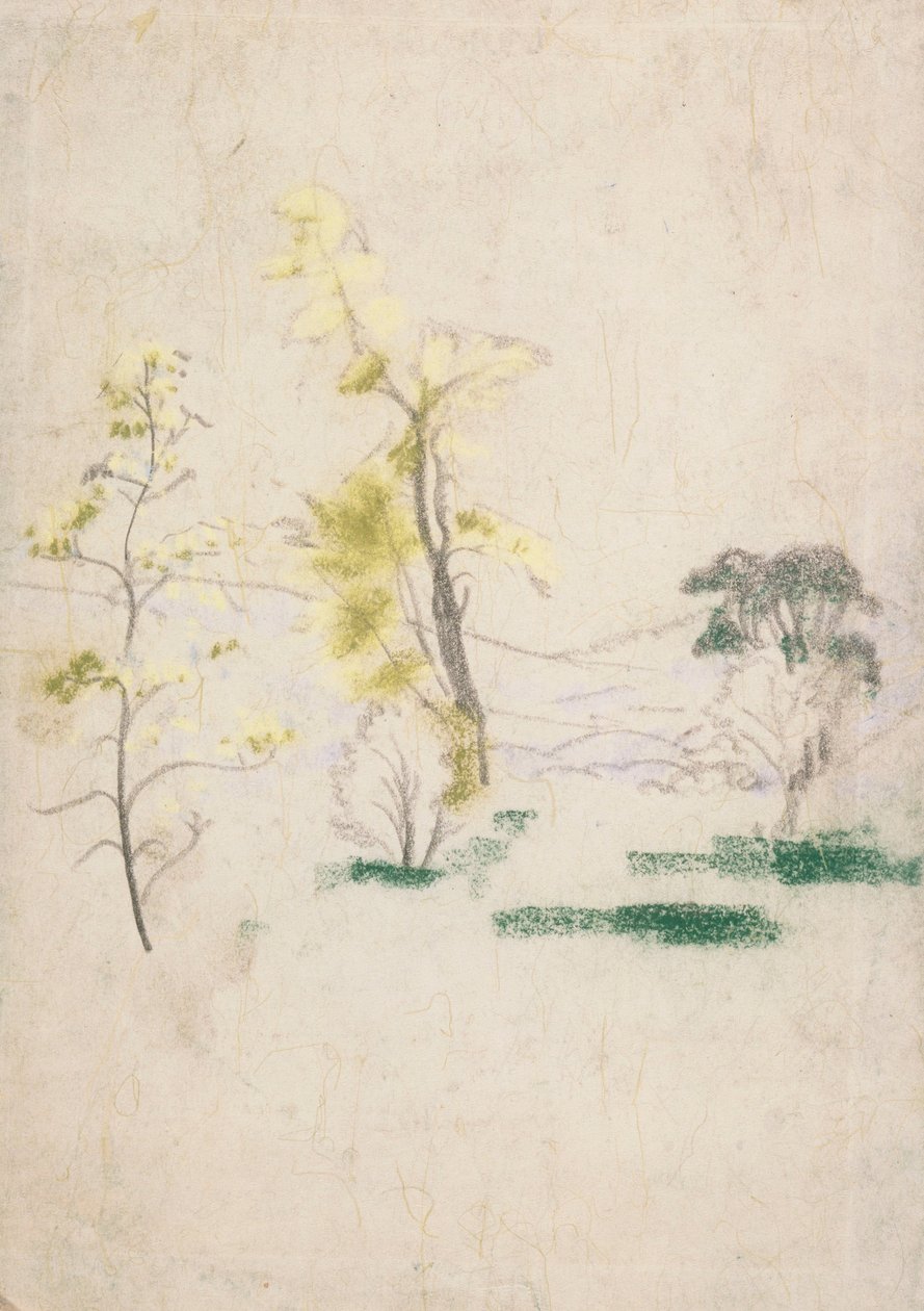 Paisaje con tres árboles solitarios del libro de A.B. Davies, edición -33, 50 de Arthur Bowen Davies