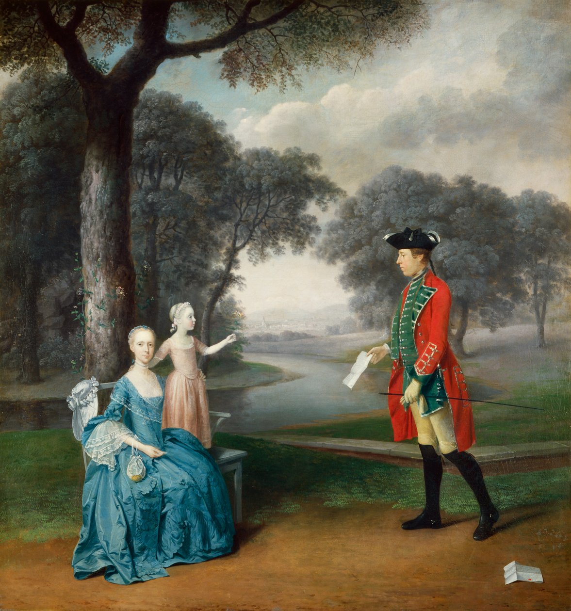 Francis Vincent, su esposa Mercy y su hija Ann, de Weddington Hall, Warwickshire, 1763 de Arthur Devis