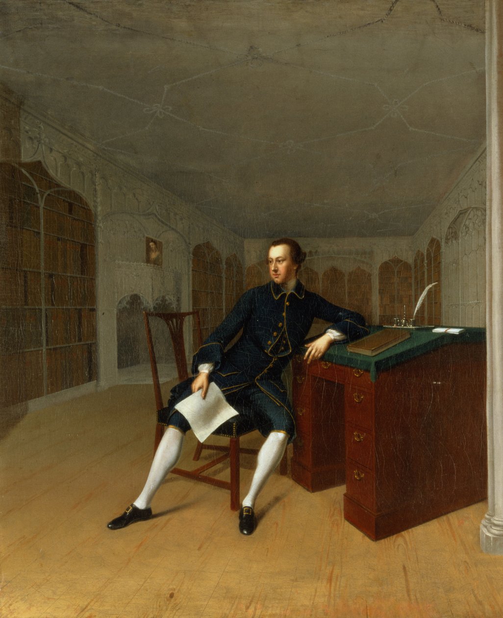 Sir Roger Newdigate (1719-1806) en la Biblioteca de Arbury de Arthur Devis
