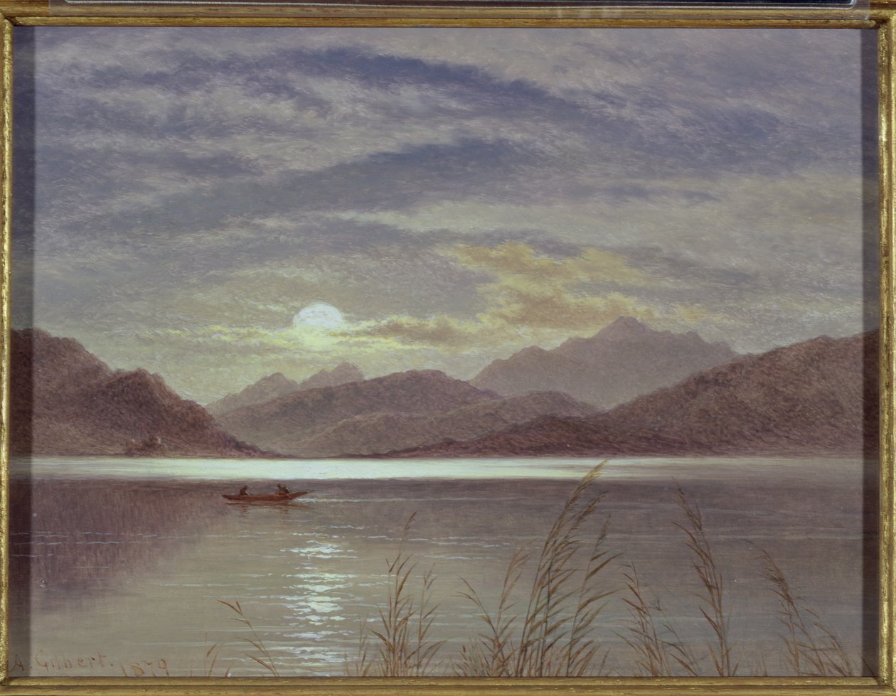 Escena del lago a la luz de la luna, 1879 de Arthur Gilbert