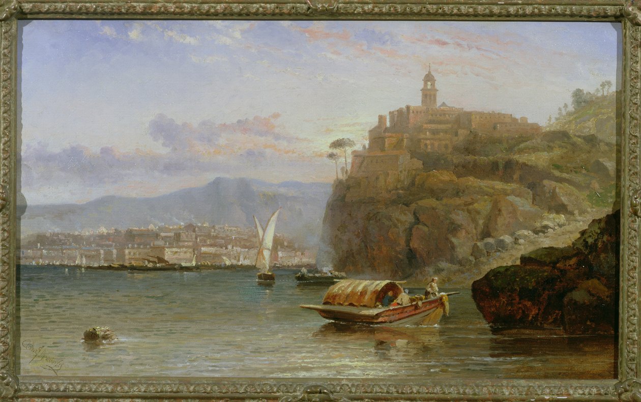 En la costa de Amalfi al anochecer de Arthur Joseph Meadows