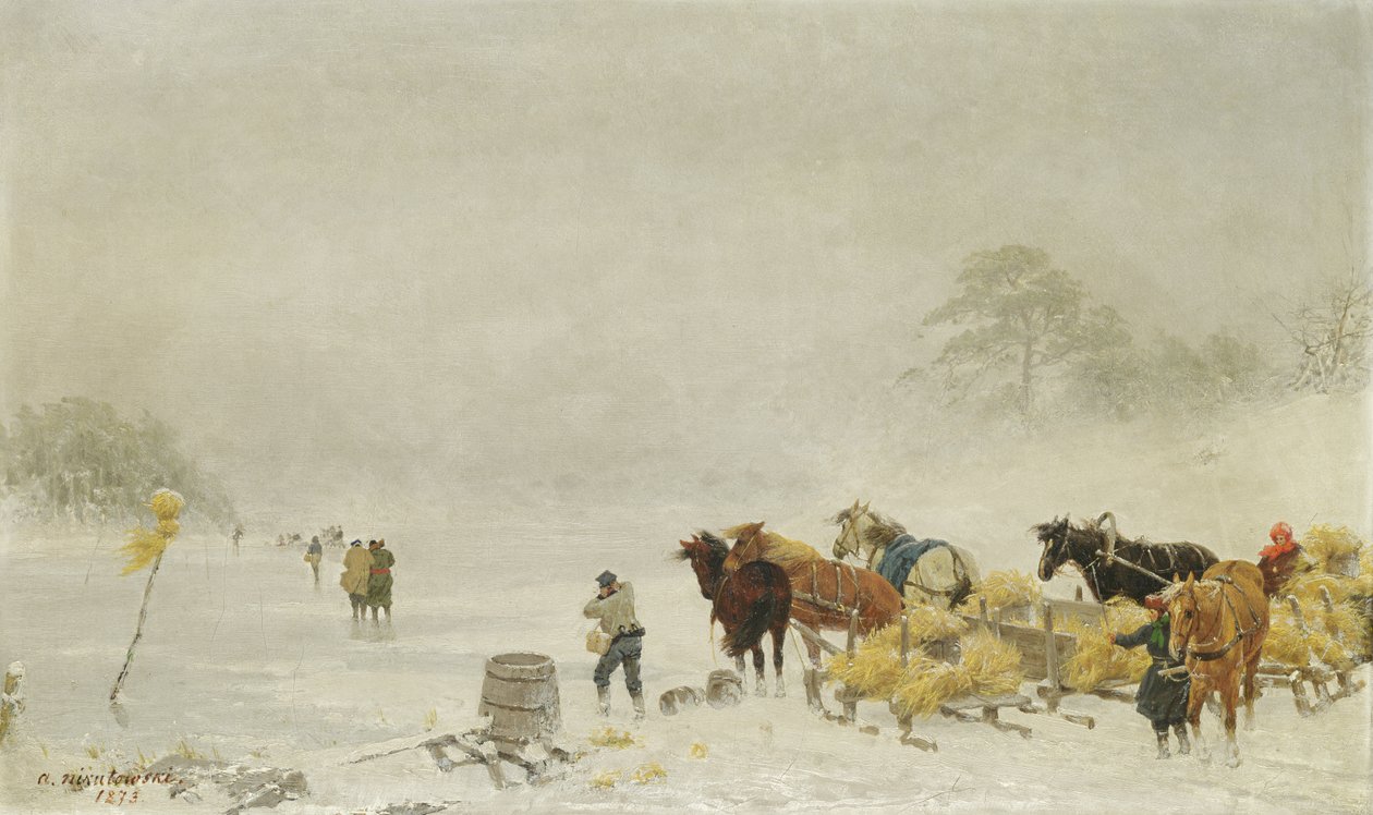 Trineos en el hielo, 1873 de Arthur Nikutowski