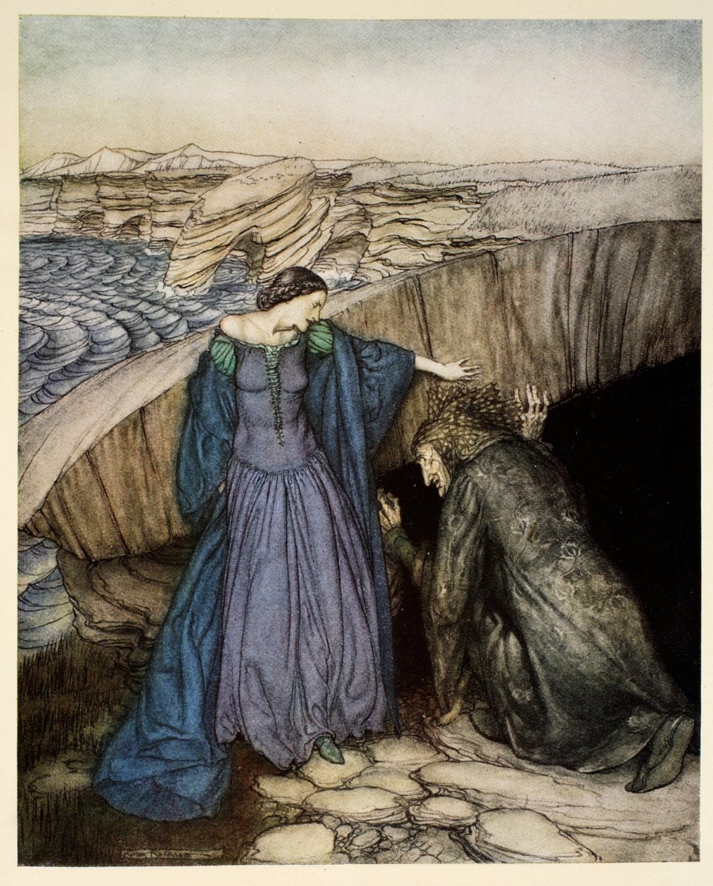 Merlín y Nimue, ilustración de 