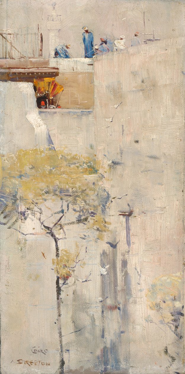 (Constructores de casas, El Cairo) de Arthur Streeton