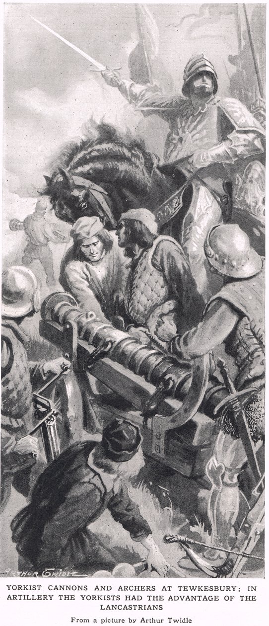 Cañones y arqueros yorkistas en Tewkesbury de Arthur Twidle