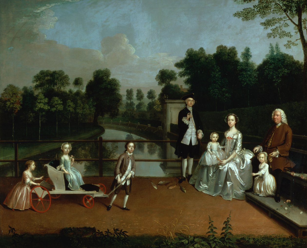 Un grupo familiar en una terraza en un jardín, 1749 de Arthur Devis