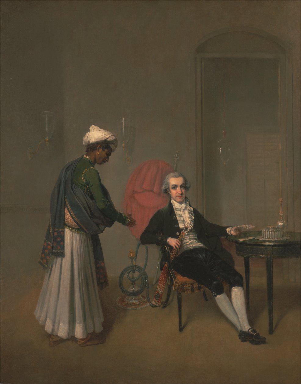 Retrato de un caballero, posiblemente William Hickey, y un sirviente indio de Arthur Devis