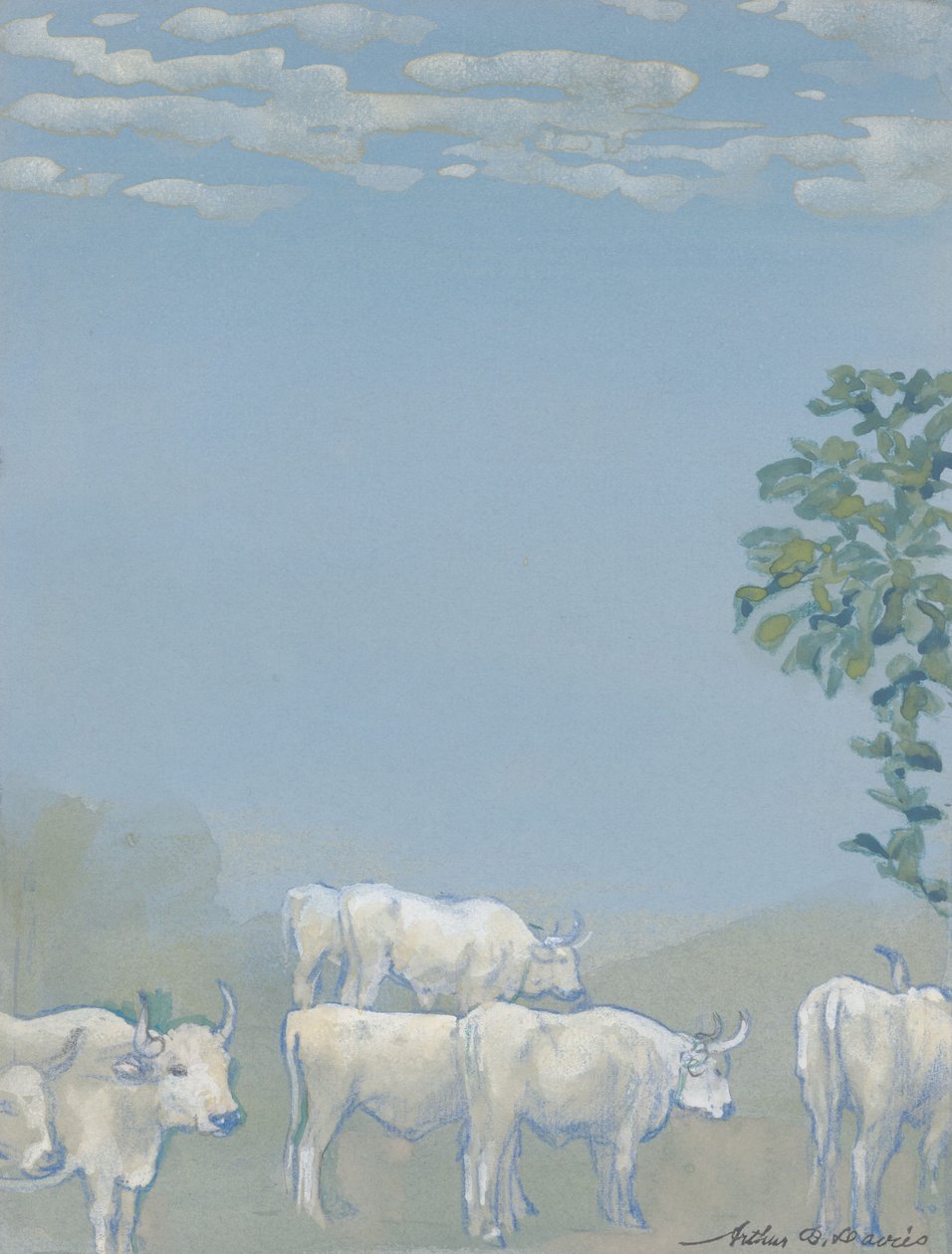 Paisaje con vacas de Arthur Bowen Davies