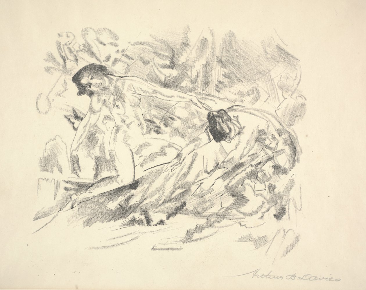 Dos figuras femeninas en un paisaje de Arthur Bowen Davies