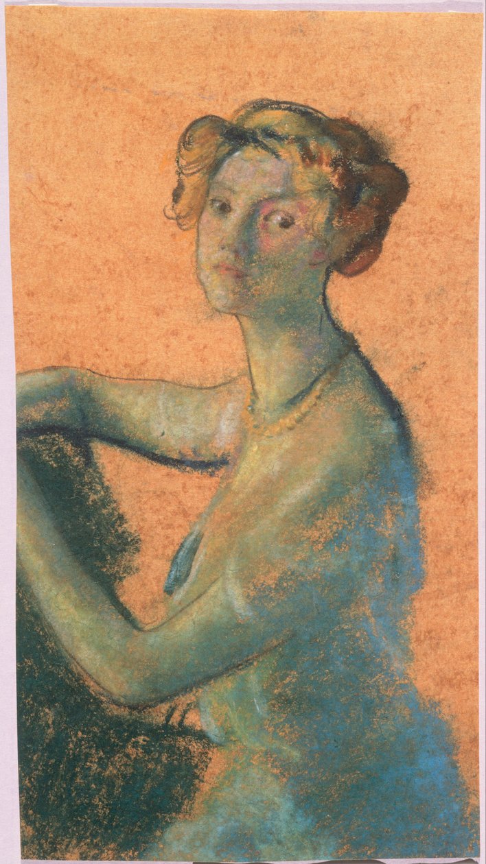 Mujer con Fondo Naranja del libro de A.B. Davies, edición -25, 50 de Arthur Bowen Davies