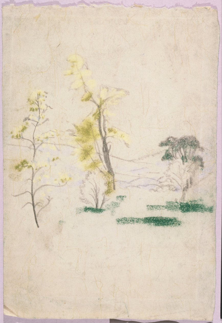 Paisaje con tres árboles solitarios del libro de A.B. Davies, edición 33, 50 de Arthur Bowen Davies