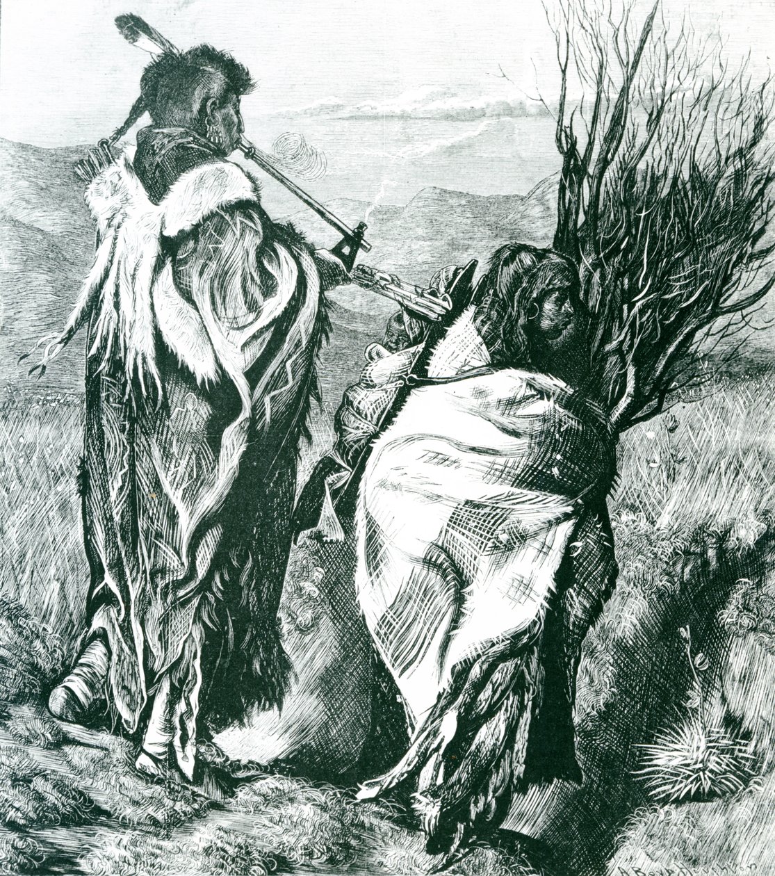 Hiawatha y Minne-Ha-Ha (grabado de Joseph Swain) de Arthur Boyd (after) Houghton